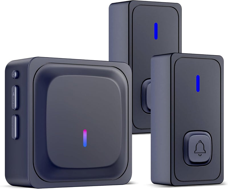 BN-LINK Wireless Doorbell with 2 Buttons, Mini Waterproof Door Bell Easy Installation, 1000Ft Range, Adjustable Volume & 58 Chimes, LED Flash, Perfect for Homes, Offices, Apartments (Black) - Image 1